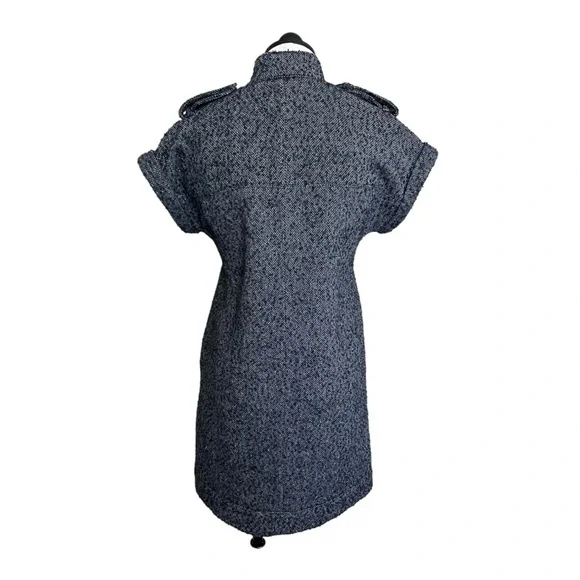 Karl Lagerfeld for Macy's Metallic Tweed Dress Zip Front Gray w/ Epaulets Size M - Picture 5 of 16
